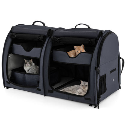 Professional Title: "Premium Double Compartment Pet Carrier with Two Detachable Hammocks"