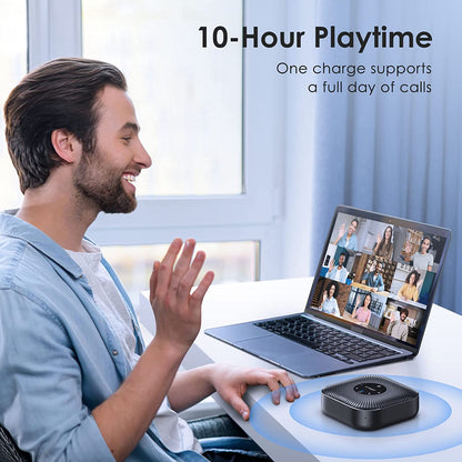 Conference Speakerphone with 4 AI Mics, 360° Voice Pickup, Noise Reduction, USB C, and Bluetooth Connectivity - Ideal for Groups of 8 with Daisy Chain Capability for up to 16 Participants - Compatible with Leading Conference Softwar