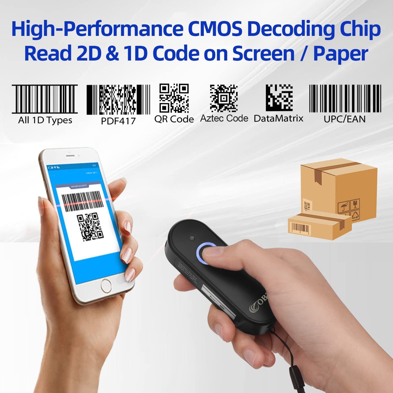 Portable Mini 2D Wireless Barcode Scanner - 2.4G & Bluetooth Connectivity for iOS, Android, Windows PC - Ideal for Store, Warehouse, Inventory, and Library Management