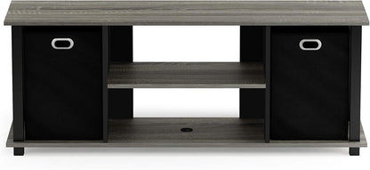Economic Entertainment Center in French Oak Grey with Black Accents
