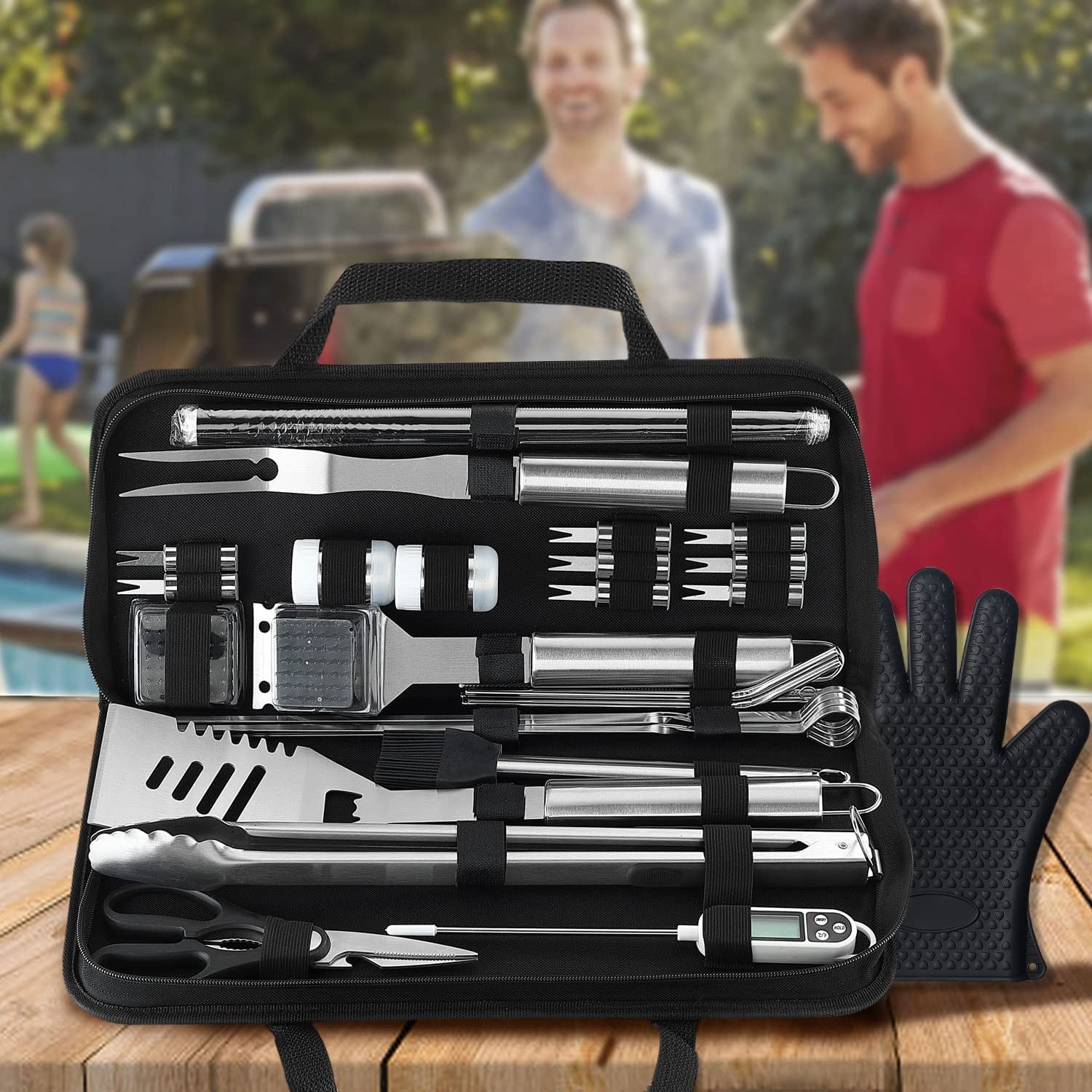 Professional Grade 31-Piece Stainless Steel BBQ Grilling Tool Set with Storage Bag - Ideal for Camping, Tailgating, and Father's Day - For Men and Women