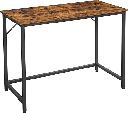 Industrial Style Computer Writing Desk, 39.4-Inch Small Study Workstation for Home Office, Steel Frame, Rustic Brown + Black, 