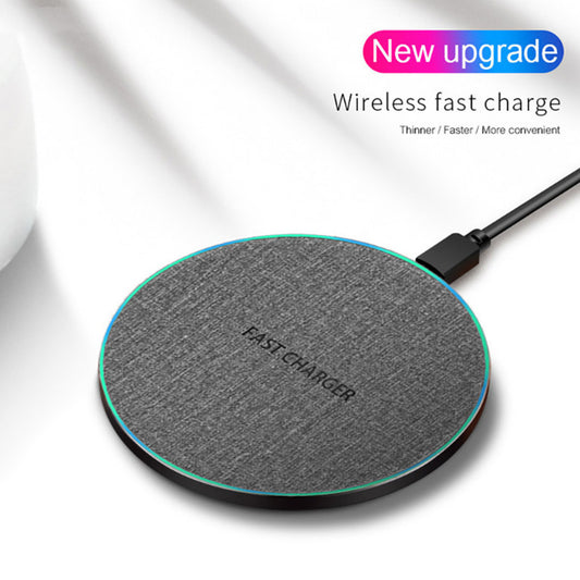 15W Qi Standard Ultra-Thin Fabric Aluminum Alloy Wireless Charger with Fast Charging Capability"