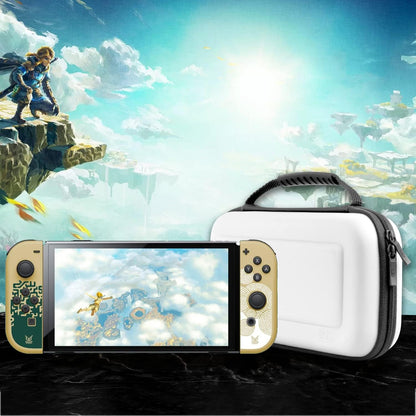 White Nintendo Switch OLED Console Carry Case with Dedicated Storage for Accessories and Games - Easy-to-Clean Design, Gift Boxed