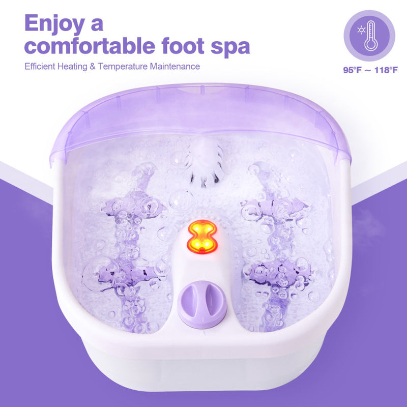 Professional Bubble Heating Foot Spa Massager with 4 Rollers