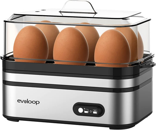 Electric Egg Cooker with 6 Egg Capacity, Soft, Medium, and Hard Boiled Options, Poacher, Omelet Maker, and Auto Shut-Off Feature, BPA Free