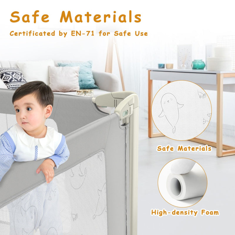 Adjustable Height Bed Rail Guard with Safety Lock for Toddlers and Kids