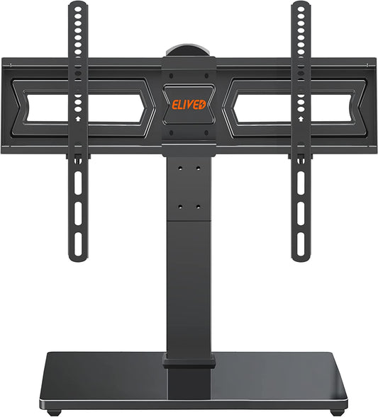 Height Adjustable Universal Swivel TV Stand Base for 37-70 Inch LCD LED Flat Screen TVs, Tempered Glass Base, VESA 600X400Mm, Holds up to 88 Lbs."
