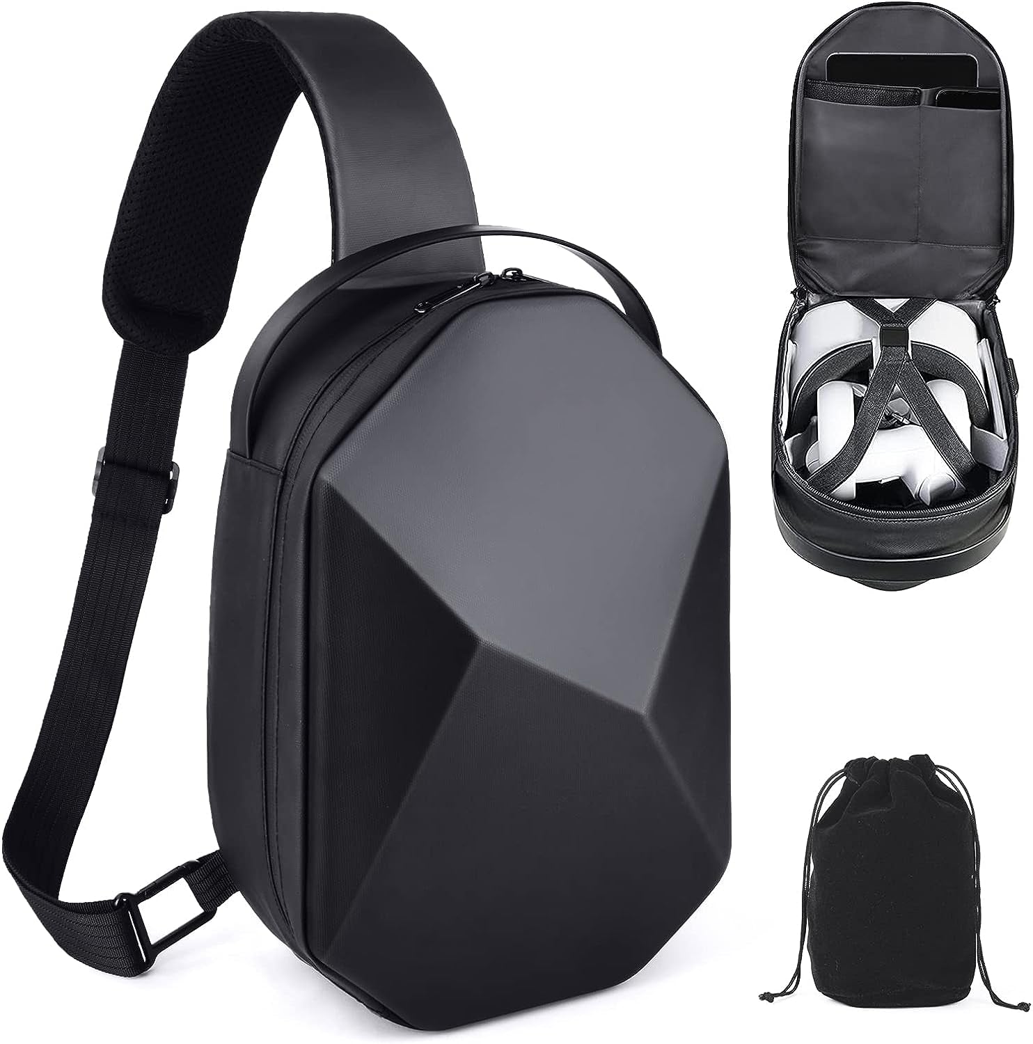 Protective Hard Carrying Case for Oculus Quest 2 VR Headsets and Controllers, Waterproof Crossbody Shoulder Chest Backpack with Elite Strap 