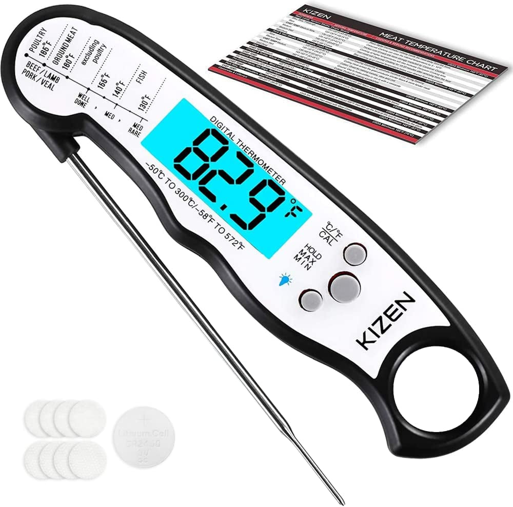 Digital Kitchen Thermometer with Probe, Instant Read Food Waterproof Thermometer for Cooking, Baking, Liquids, Candy, Grilling BBQ & Air Fryer 
