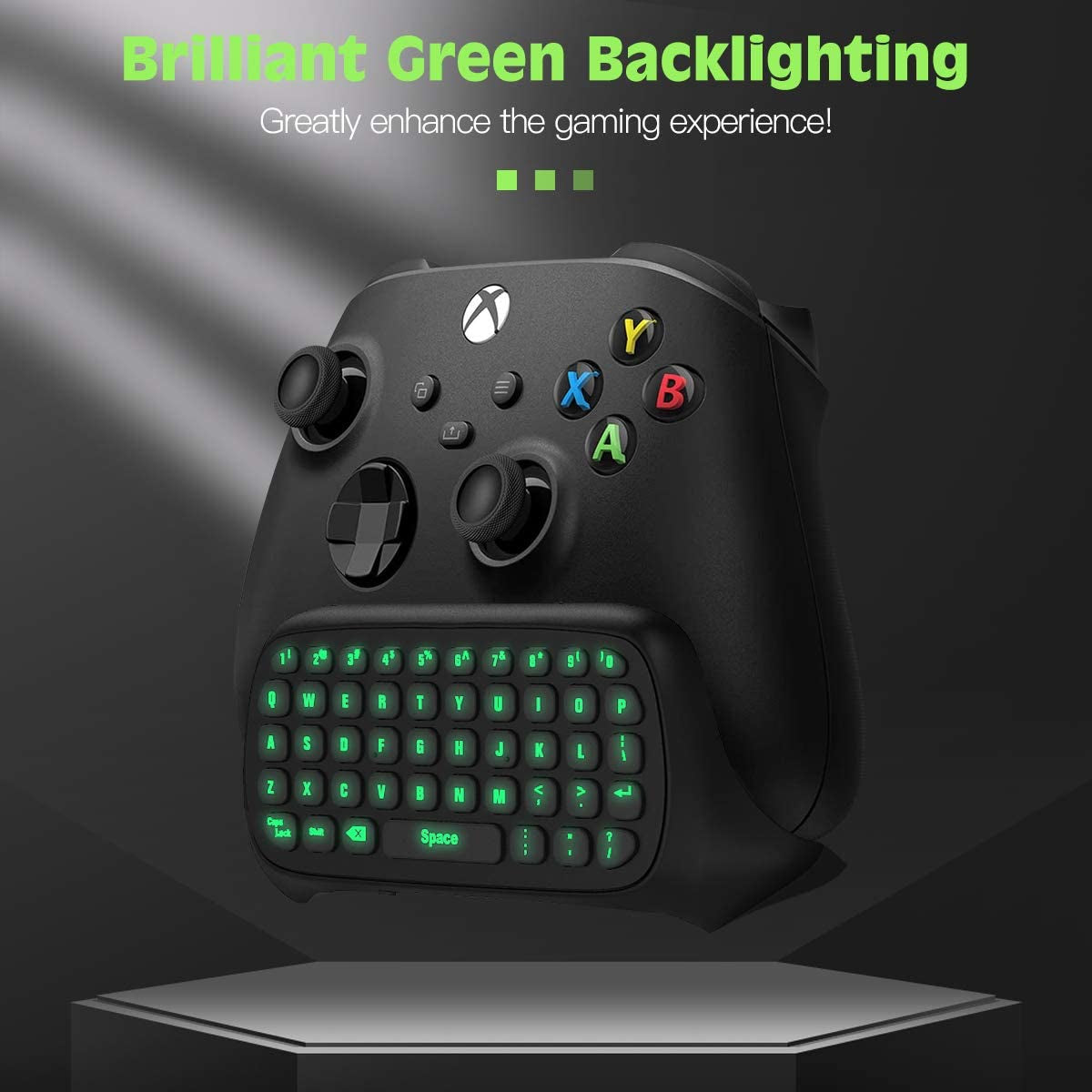 Wireless Mini Chatpad Keypad with Green Backlight and Headset Compatibility for Xbox One, Xbox Series X/S, One S/One Elite/2, 2.4G Receiver 