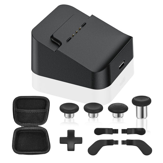 Accessory Bundle for Xbox Elite Controller Series 2 / Series 2 Core with Charging Station, Paddles, Thumbsticks, Standard D-Pads, Carrying Case, Black