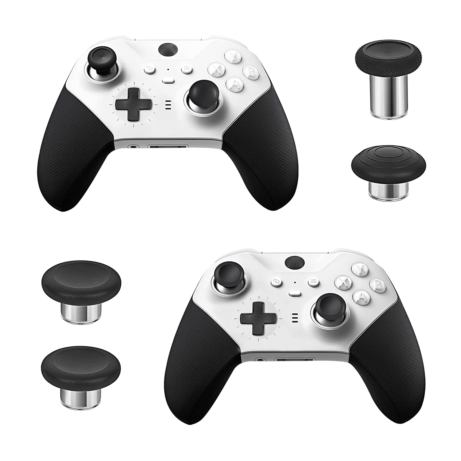 Xbox Elite Controller Series 2 Core Metal Replacement Thumbsticks and Component Pack - Includes 4 Swap Magnetic Joysticks, 4 Paddles, 1 Standard D-Pad, and Accessory Parts - Compatible with Xbox One Elite 2 (Black)
