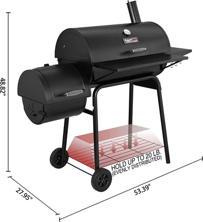 Outdoor Camping Charcoal Grill Offset Smoker with Cover - 811 Square Inches - Black