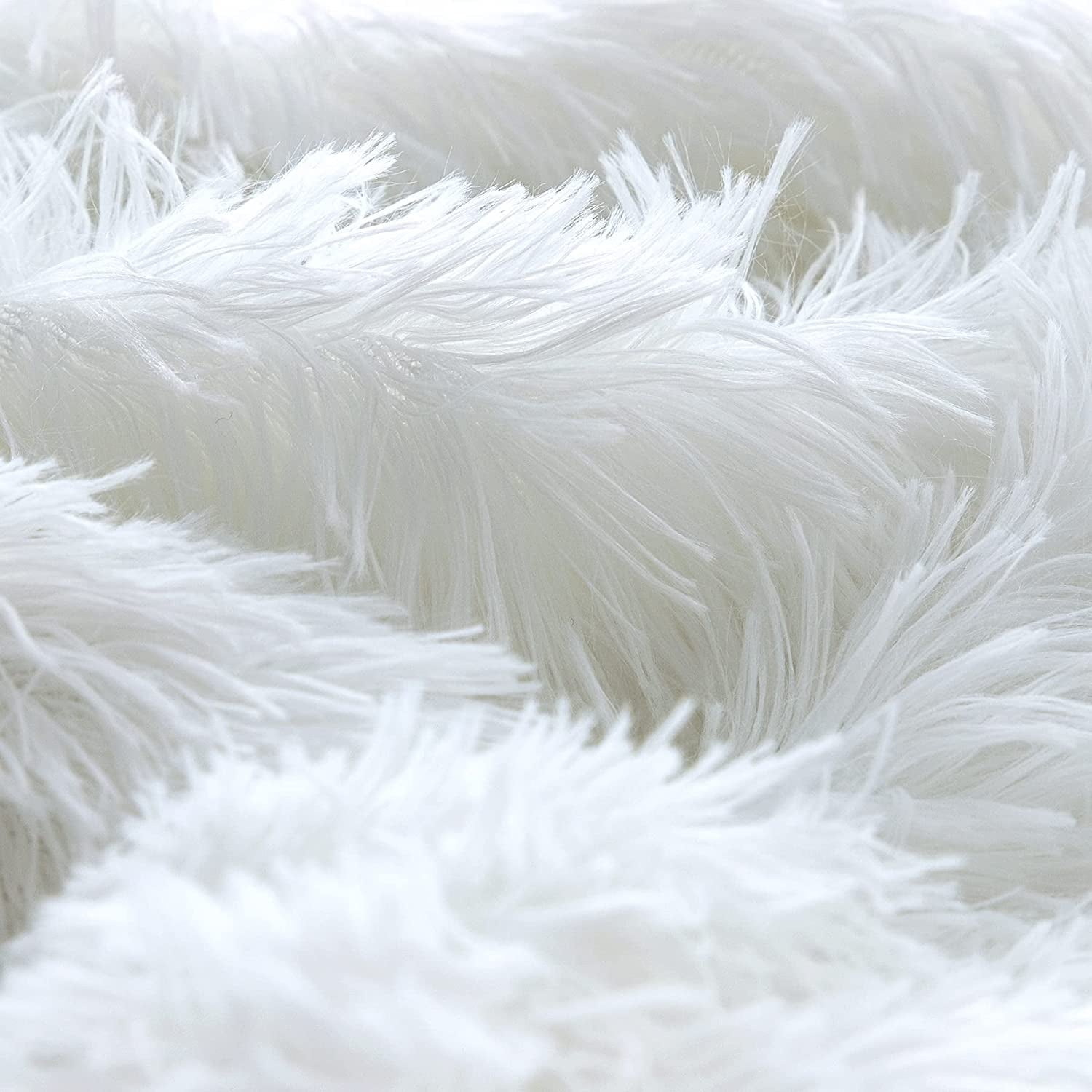 Luxurious Faux Fur Throw Blanket, Premium Shaggy Fuzzy Blanket for Couch, Bed, Sofa, 50" X 60", Elegant Pure White Design