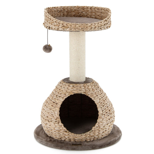 "Handcrafted 28-Inch Cat Tree Tower with Jump Platform"