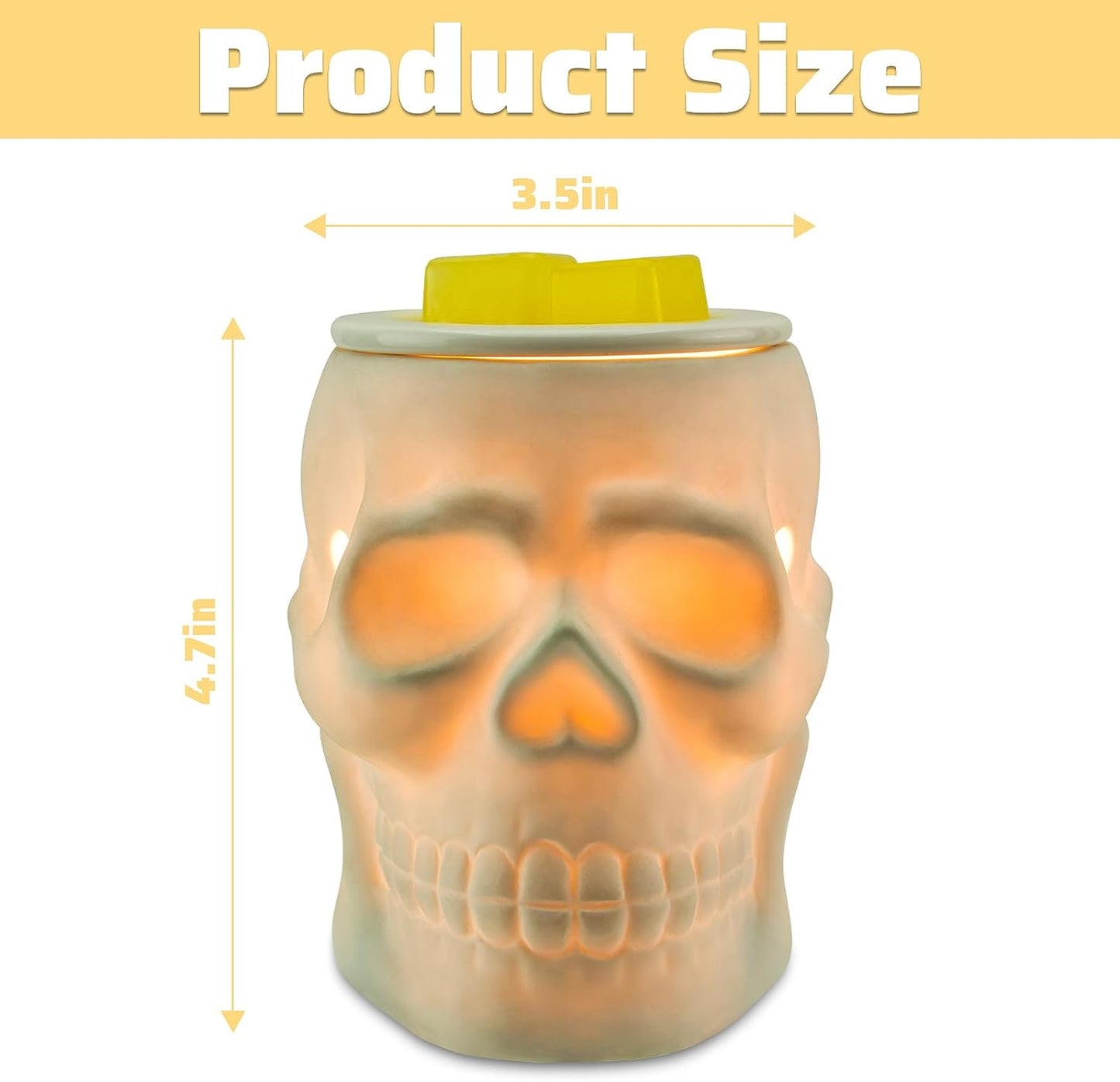 Resurgent Skull Ceramic Electric Wax Melt Warmer - Home Fragrance Oil Diffuser for Home Decor, Office, and Living Room, Ideal Gifts, Includes Two Bulbs