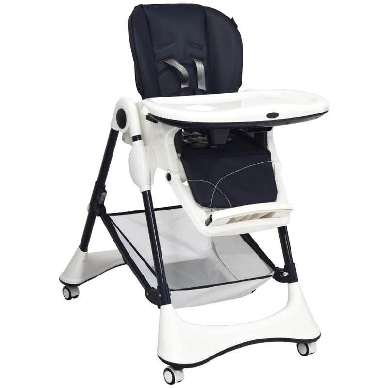 A-Shaped High Chair Featuring 4 Lockable Wheels for Enhanced Mobility