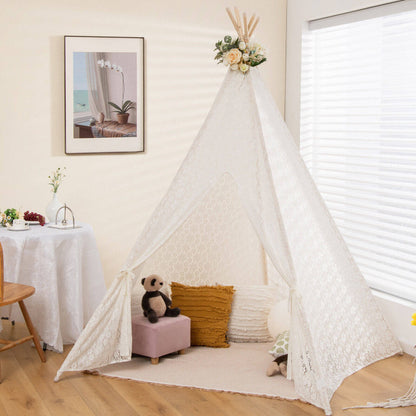 Children's Lace Teepee Tent with Colorful Light Strings