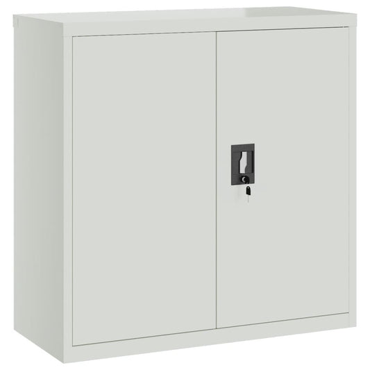 Gray Steel Office Cabinet with Double Doors - 35.4 Inches