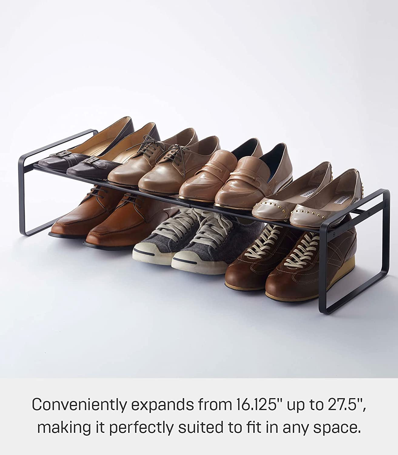 Space-Saving Storage Solution: Adjustable Shoe Rack in Black, One Size