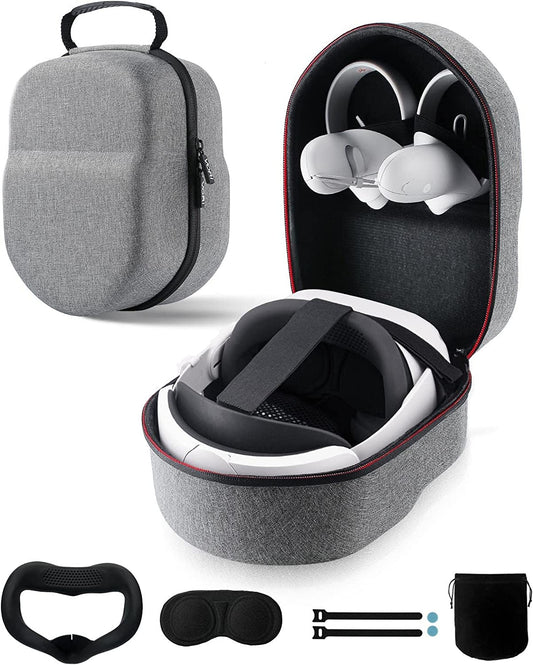 Carrying Case Compatible with Oculus Quest 2 Accessories with Elite Strap Battery Version Headstrap and Silicone VR Face Cover