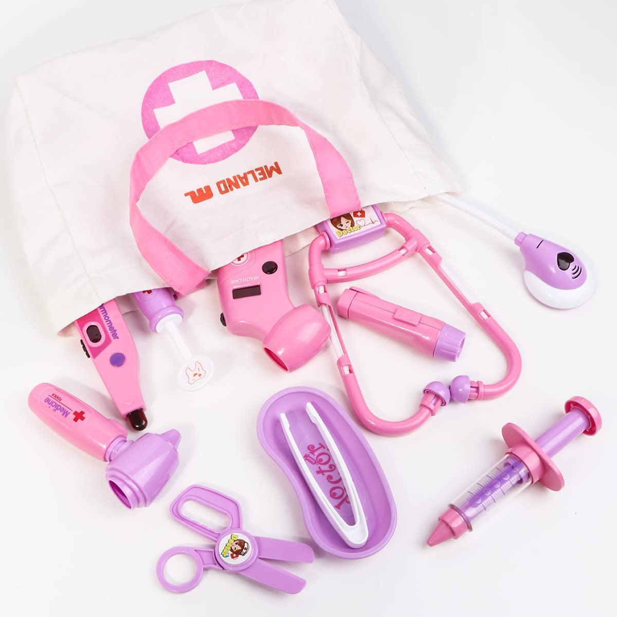 Pretend Play Doctor Set for Girls - Comprehensive Toy Doctor Kit with Dog Toy, Portable Bag, Electronic Stethoscope & Dress up Costume