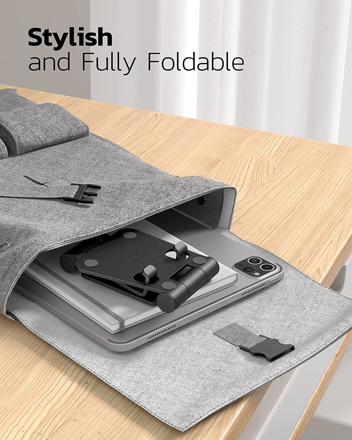 Adjustable Dual Folding Cell Phone Stand: Versatile Foldable Desktop Holder for Phones, Tablets, Nintendo Switch
