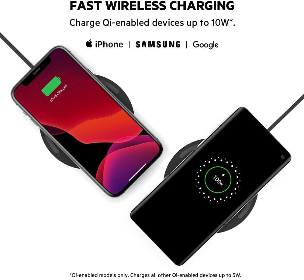 Wireless Charger - Qi-Certified 10W Max Fast Charging Pad - Quick Charge Cordless Flat Charger - Universal Qi Compatibility for Iphone, Samsung Galaxy, Airpods, Google Pixel, and More