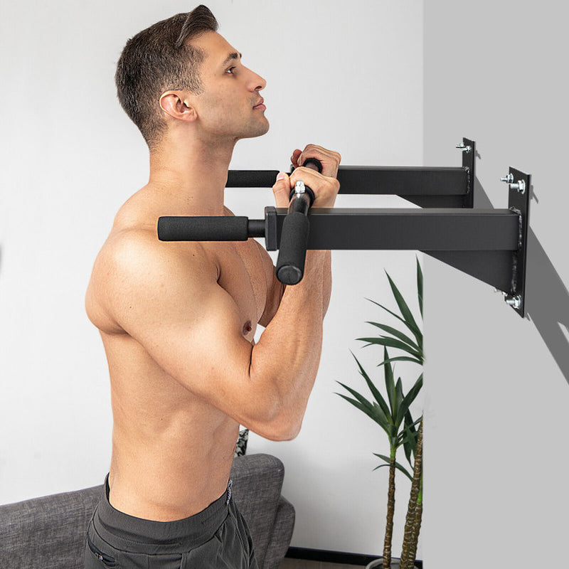 Wall-Mounted Multi-Grip Pull-Up Bar with Comfortable Foam Handgrips