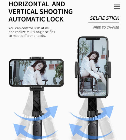 Portable 3-in-1 Phone Tripod Selfie Stick with Wireless Remote, Gimbal Stabilizer Compatible with iPhone Smartphone Android, Extendable Selfie Stick Tripod (Black)