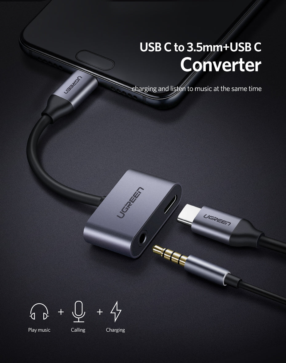 2-in-1 Type-C to 3.5mm Interface Converter: Charging Headphone Adapter for Type-C Devices