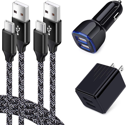 Fast Charging USB Charger and Car Adapter with Type C Cable for Samsung Galaxy 