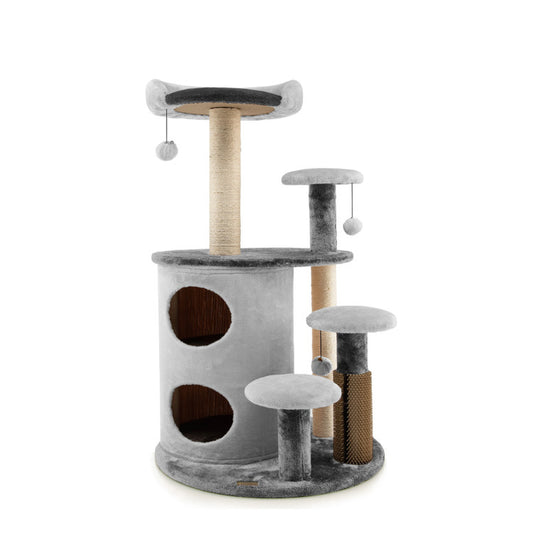 "Multi-Level 40 Inch Cat Tree Tower with 2-Tier Cat-Hole Condo for Optimal Activity"