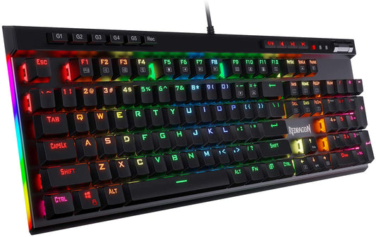 High-Performance Gaming Keyboard with RGB LED Backlight, Macro Keys, and Media Controls, featuring Onboard Macro Recording (Blue Switches)