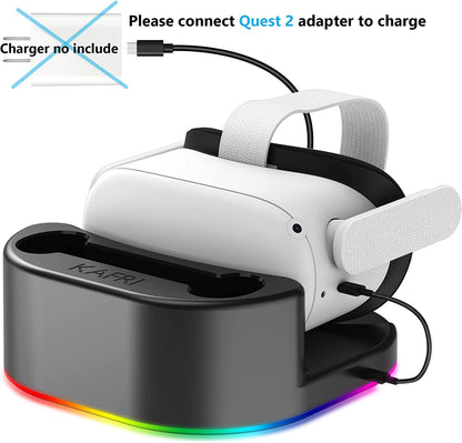 Charging Dock Station with LED Light for Oculus Quest 2, VR Headset Charging Stand and Controller Holder Compatible with Oculus/Meta Quest 2, Oculus Rift or Rift S 