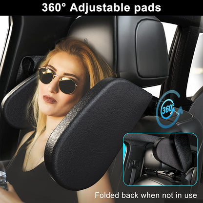 Adjustable Car Headrest Pillow - Enhanced Comfort and Support for Traveling - Suitable for Kids and Adults - Black