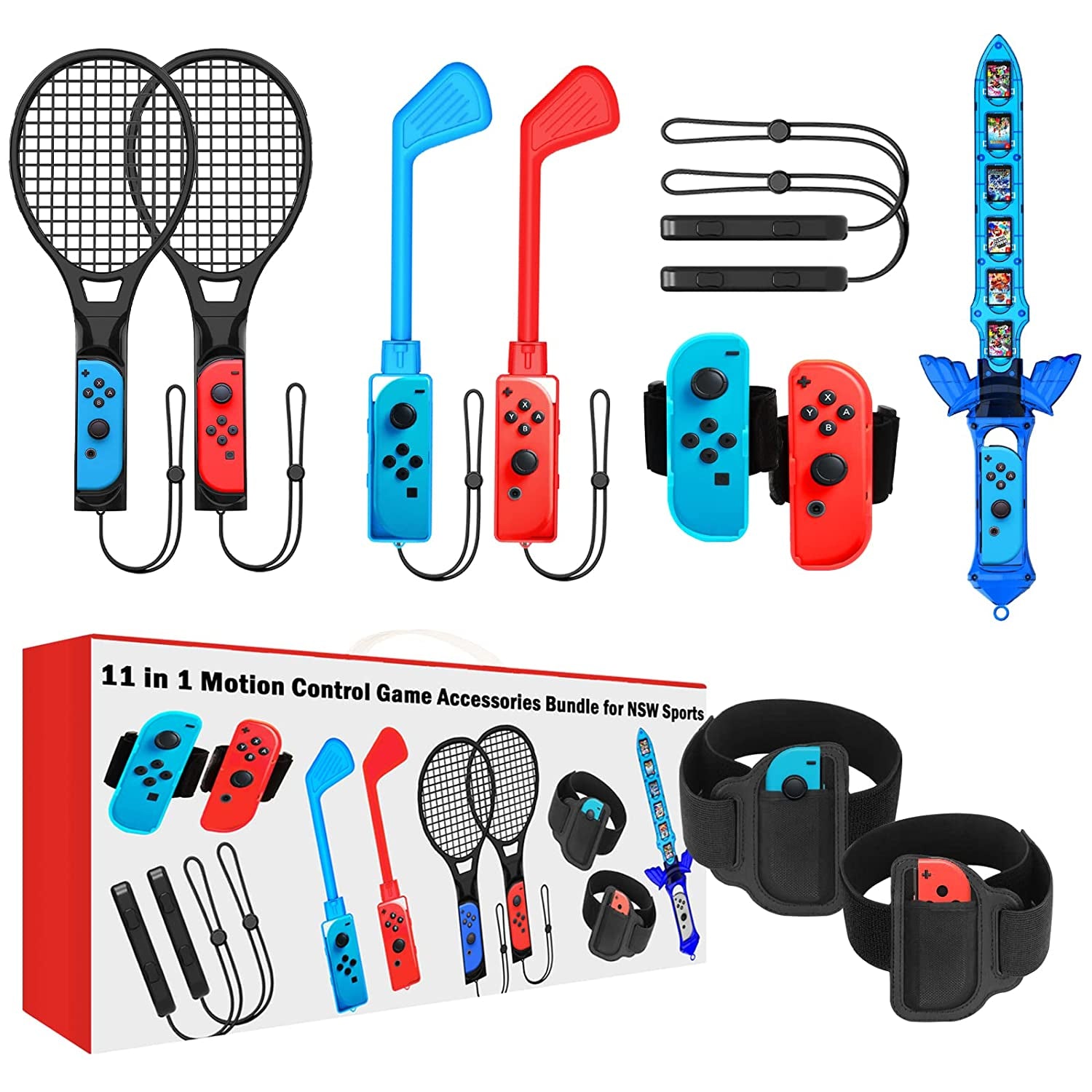 11-in-1 Sports Accessories Bundle for Nintendo Switch - Family-Friendly Kit Compatible with Switch/Switch OLED Sports Games