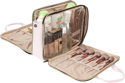 Portable Travel Makeup Bag: Professional Cosmetic Organizer for Travel-Sized Toiletries in Pink