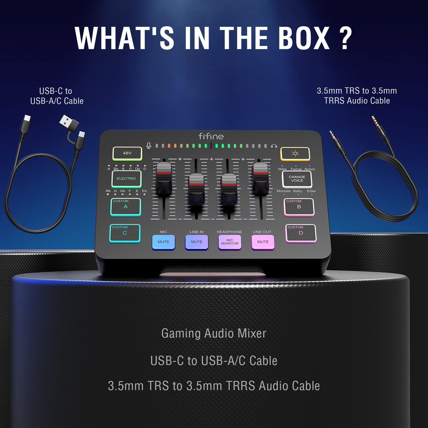 Streaming RGB PC Mixer with XLR Microphone Interface, Independent Control, Volume Fader, and Mute Button - Enhance Your Gaming Audio Experience with 48V Phantom Power for Podcasts, Vocal Recordings, and Game Voiceovers