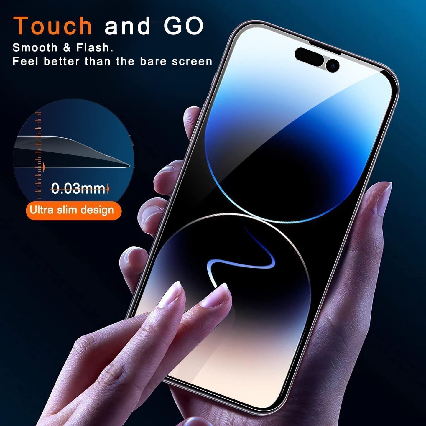 [3+3 Pack] for Apple Iphone 14 Pro Privacy Screen Protector Tempered Glass Accessories 