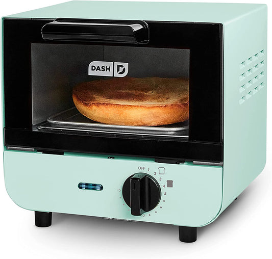 DASH Mini Toaster Oven Cooker with Baking Tray, Rack, and Auto Shut off Feature - Aqua
