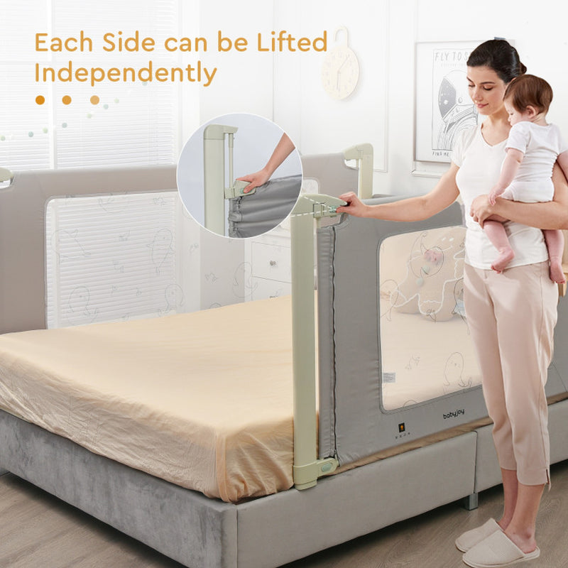 Adjustable Height Bed Rail Guard with Safety Lock for Toddlers and Kids
