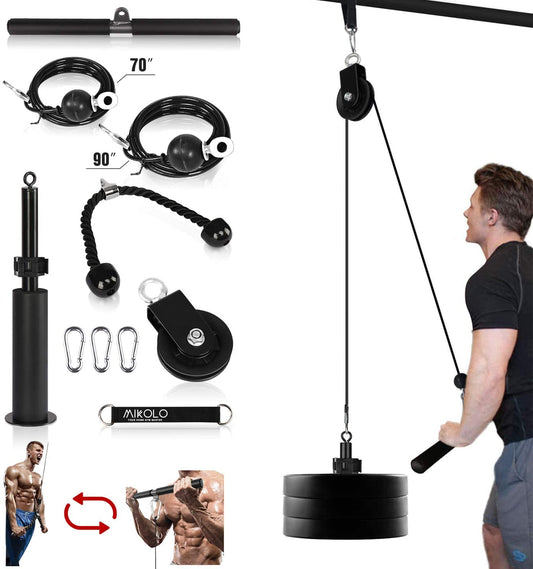 Upgraded Weight Cable Pulley System with Adjustable Length Cable for Multiple Muscle Groups, Ideal for Home Gym Fitness