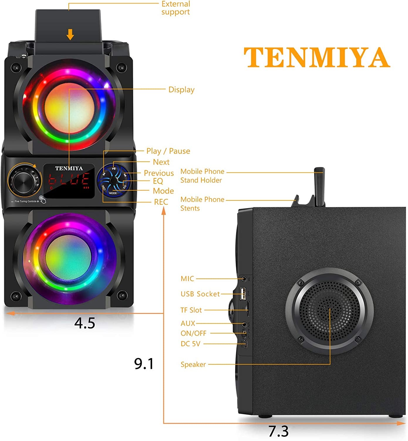 High-Quality Portable Bluetooth Speaker with Colorful Lights, Powerful Subwoofer, FM Radio, MP3 Player, Bluetooth 5.0, and Loud Stereo Sound for Home, Outdoor, Party, and Camping
