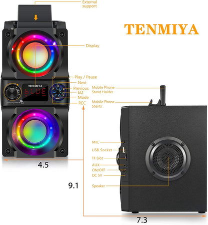 High-Quality Portable Bluetooth Speaker with Colorful Lights, Powerful Subwoofer, FM Radio, MP3 Player, Bluetooth 5.0, and Loud Stereo Sound for Home, Outdoor, Party, and Camping