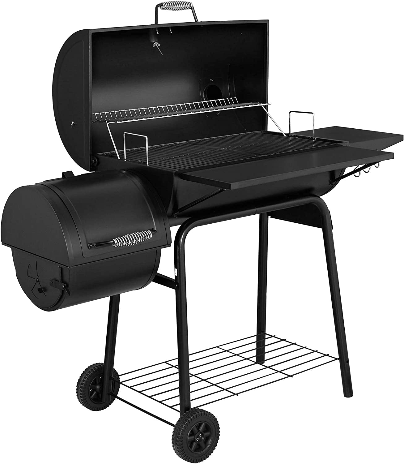 Outdoor Camping Charcoal Grill Offset Smoker with Cover - 811 Square Inches - Black