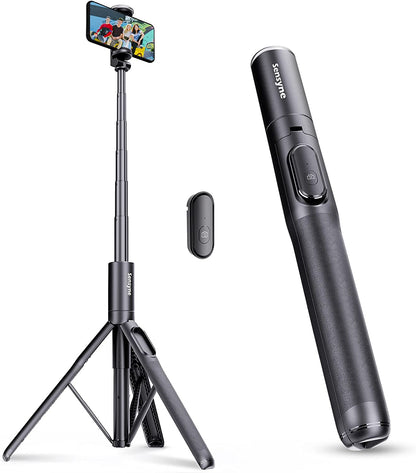 60" Phone Tripod & Selfie Stick with Wireless Remote, Lightweight & Compatible with All Cell Phones for Selfies, Video Recording, Photography, Live Streaming & Vlogging