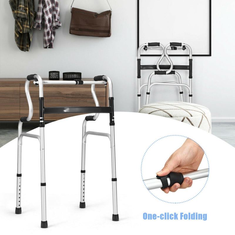 Compact Aluminum Folding Walker with Easy One-Button Operation