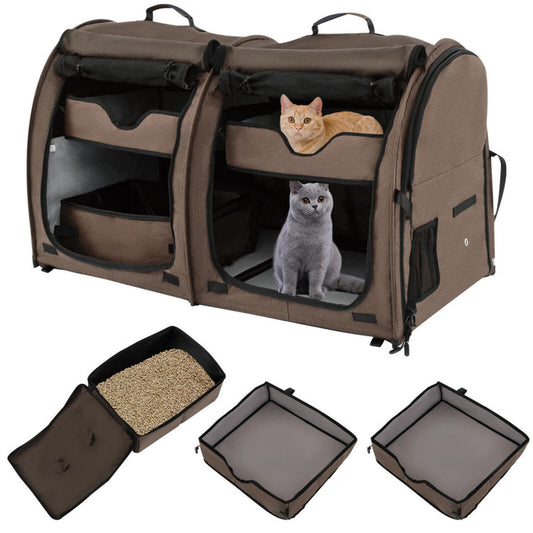 Professional Title: "Premium Double Compartment Pet Carrier with Two Detachable Hammocks"